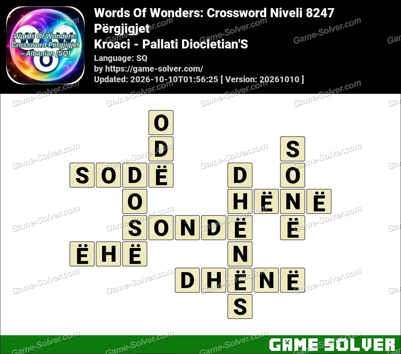 Words Of Wonders: Crossword Niveli 8247 Përgjigjet – Kroaci – Pallati Diocletian’S
